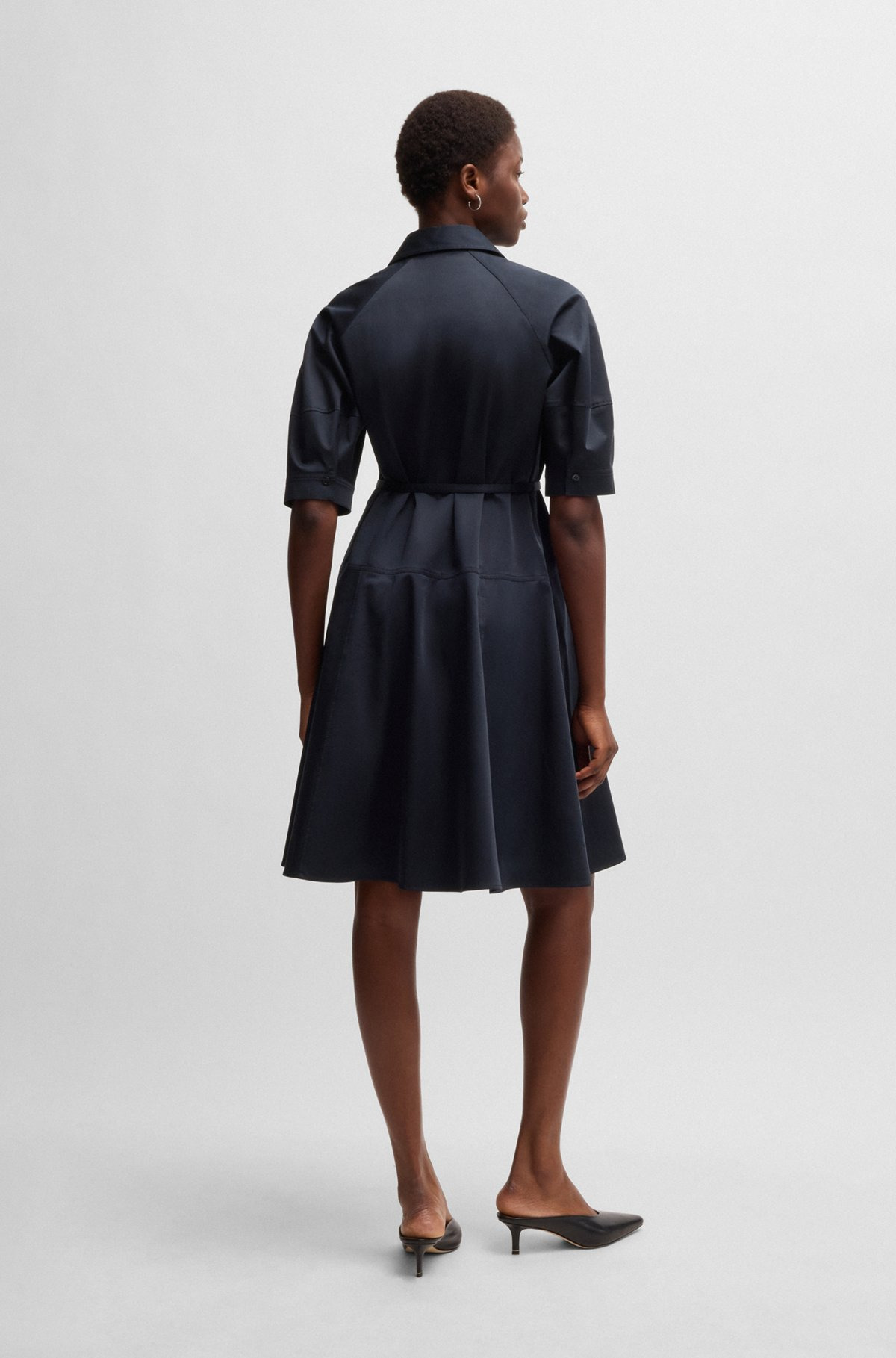 SHIRT DRESS IN STRETCH COTTON WITH HALF PLACKET - 4