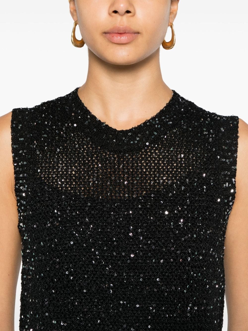 sequin-embellished sleeveless top - 5