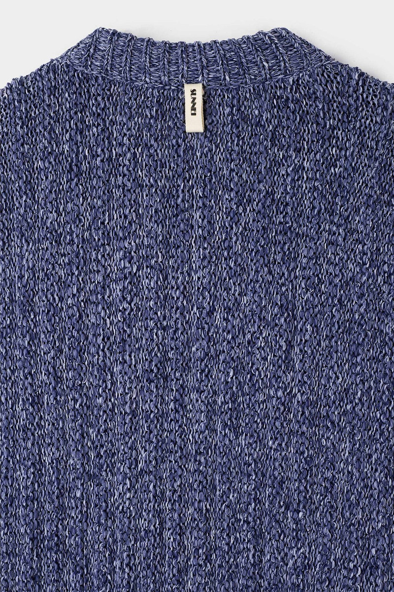 ROUND NECK SWEATER / blue & white melange 3