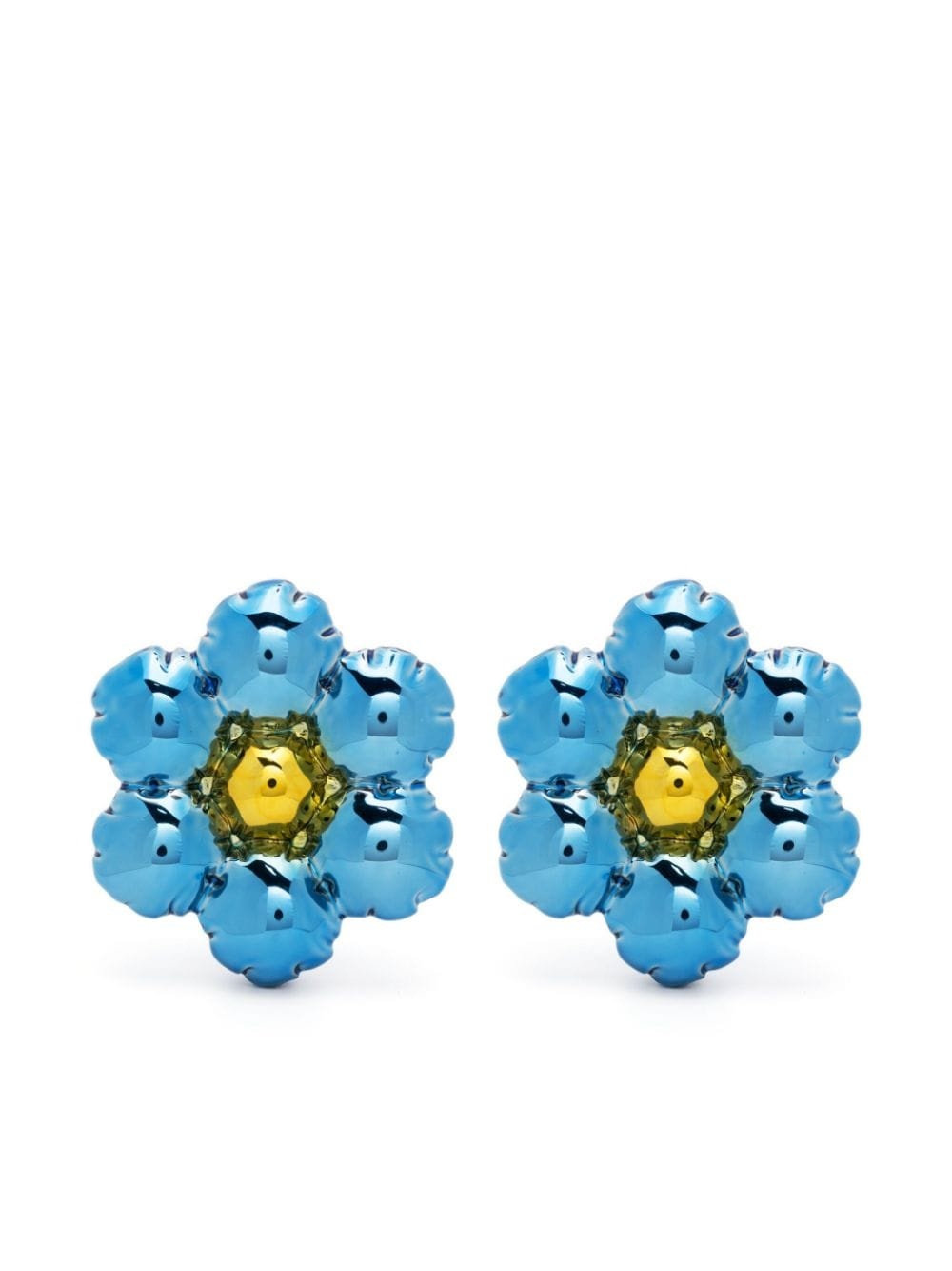 metallic floral clip earrings - 1
