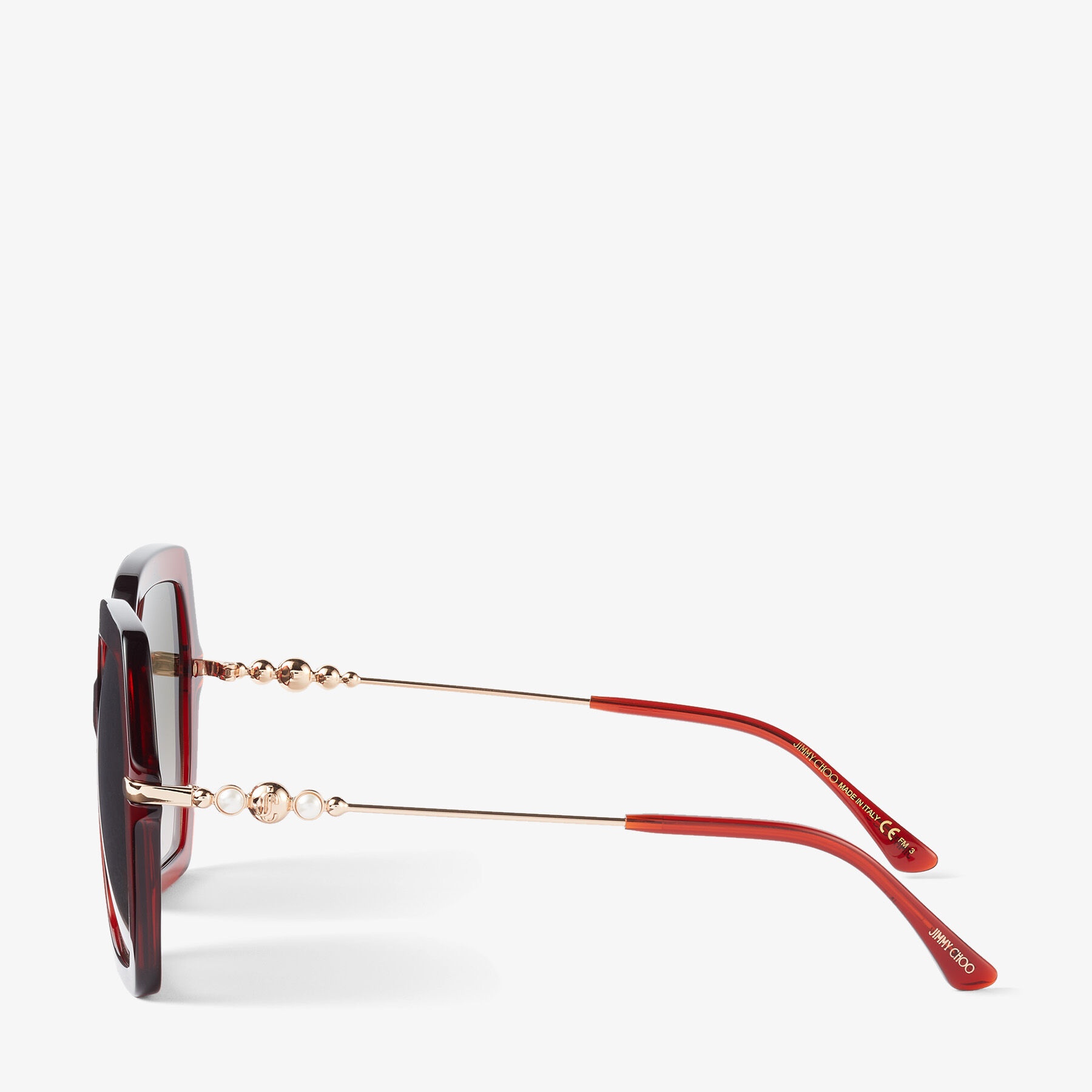 Esther/s 57
Opal Burgundy Square-Frame Sunglasses with Pearls - 2
