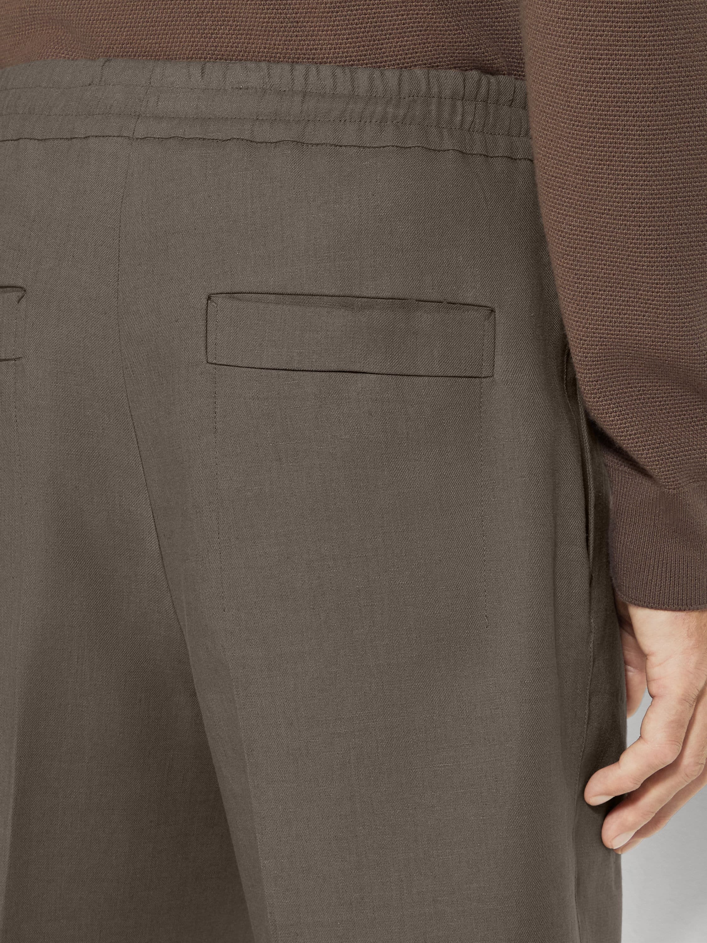 DARK TAUPE OASI LINO SHORTS - 2