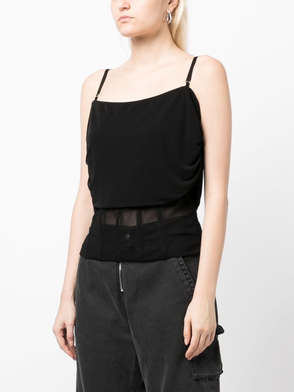 semi-sheer sleeveless top - 3