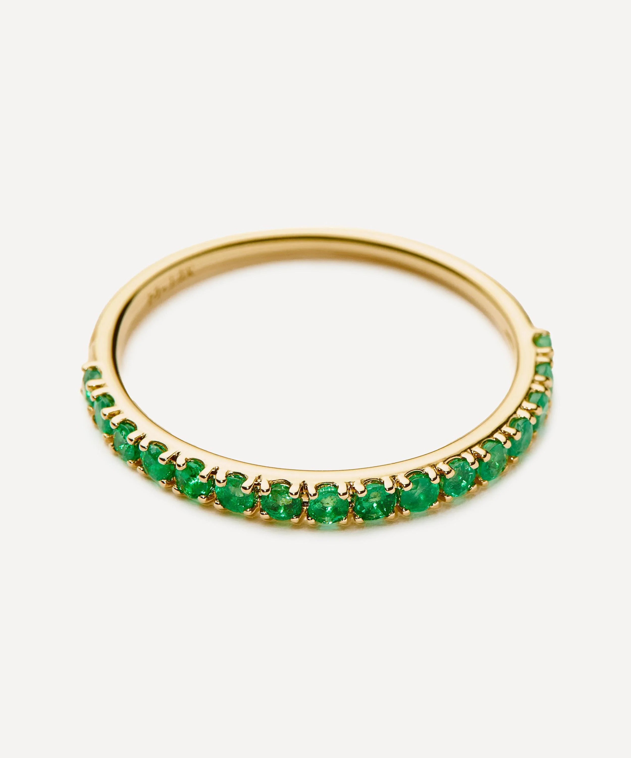 14ct Gold Fine Emerald Half Eternity Ring - 1