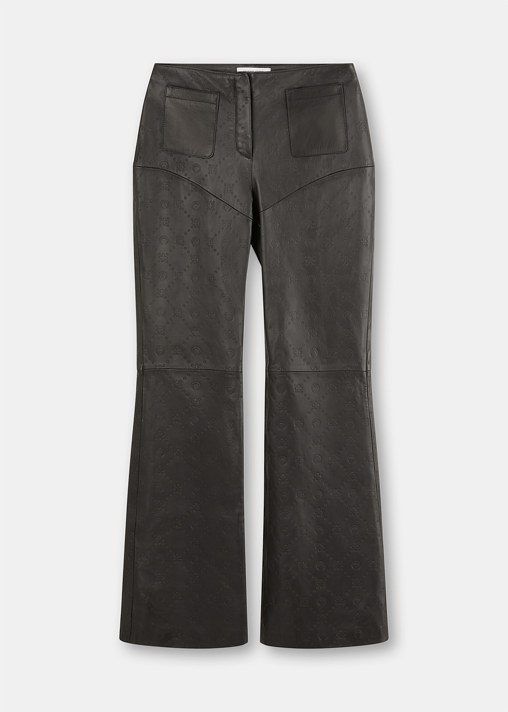 Black Leather Wide Leg Trousers - 1