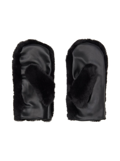 STAND STUDIO Black Charlie Faux-Fur Mittens outlook