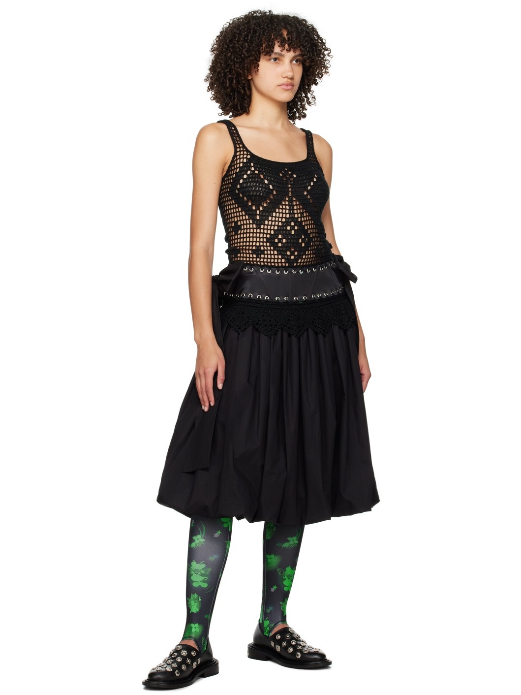 Black & Green Neon Cartoon Leggings - 4