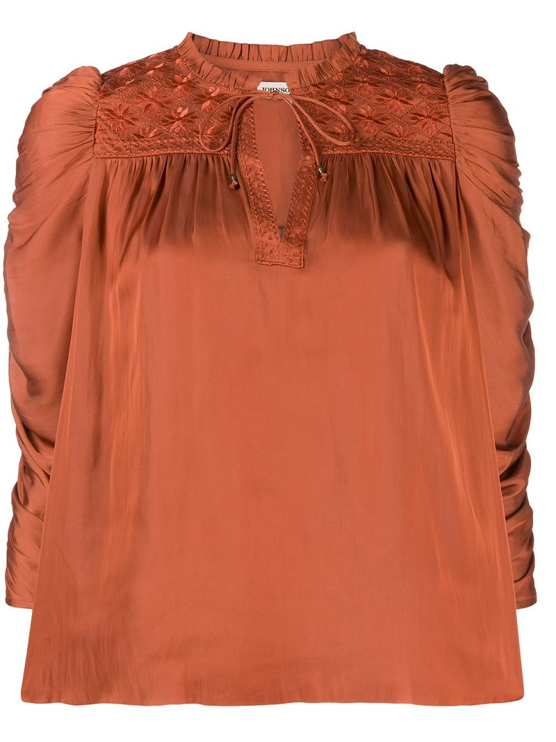 ruched puff sleeve blouse 1