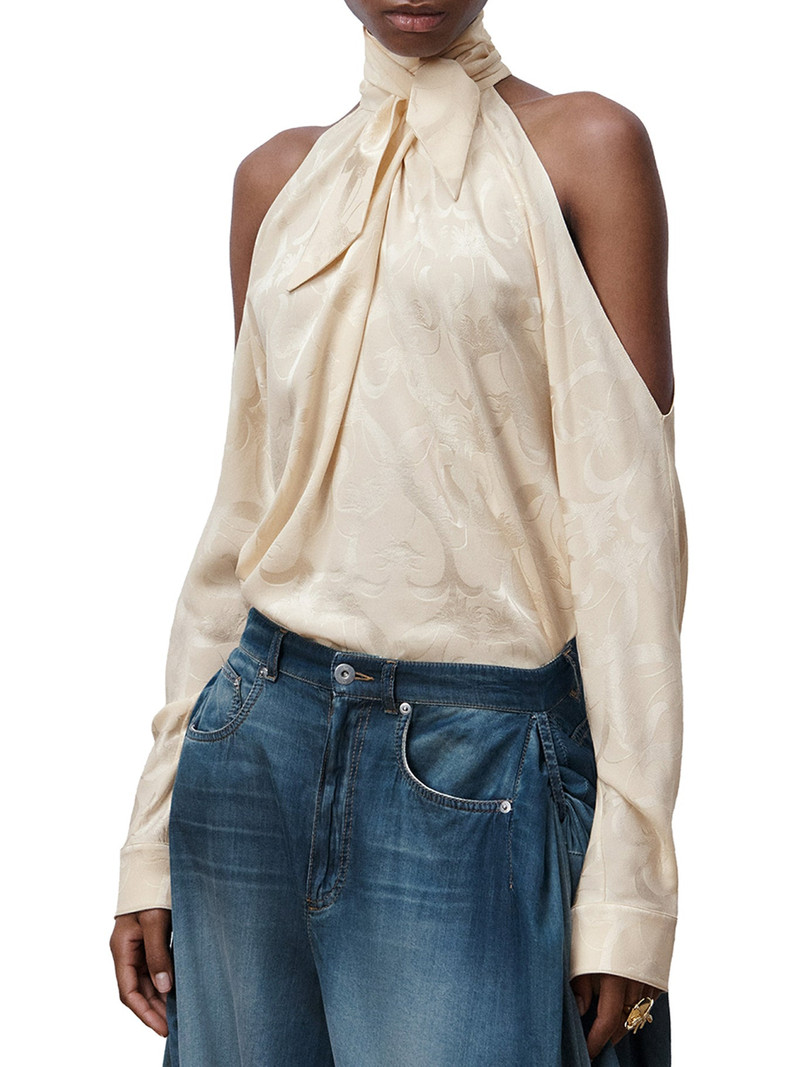 OFF-SHOULDER BLOUSE IN FLORAL SILK JACQUARD 1