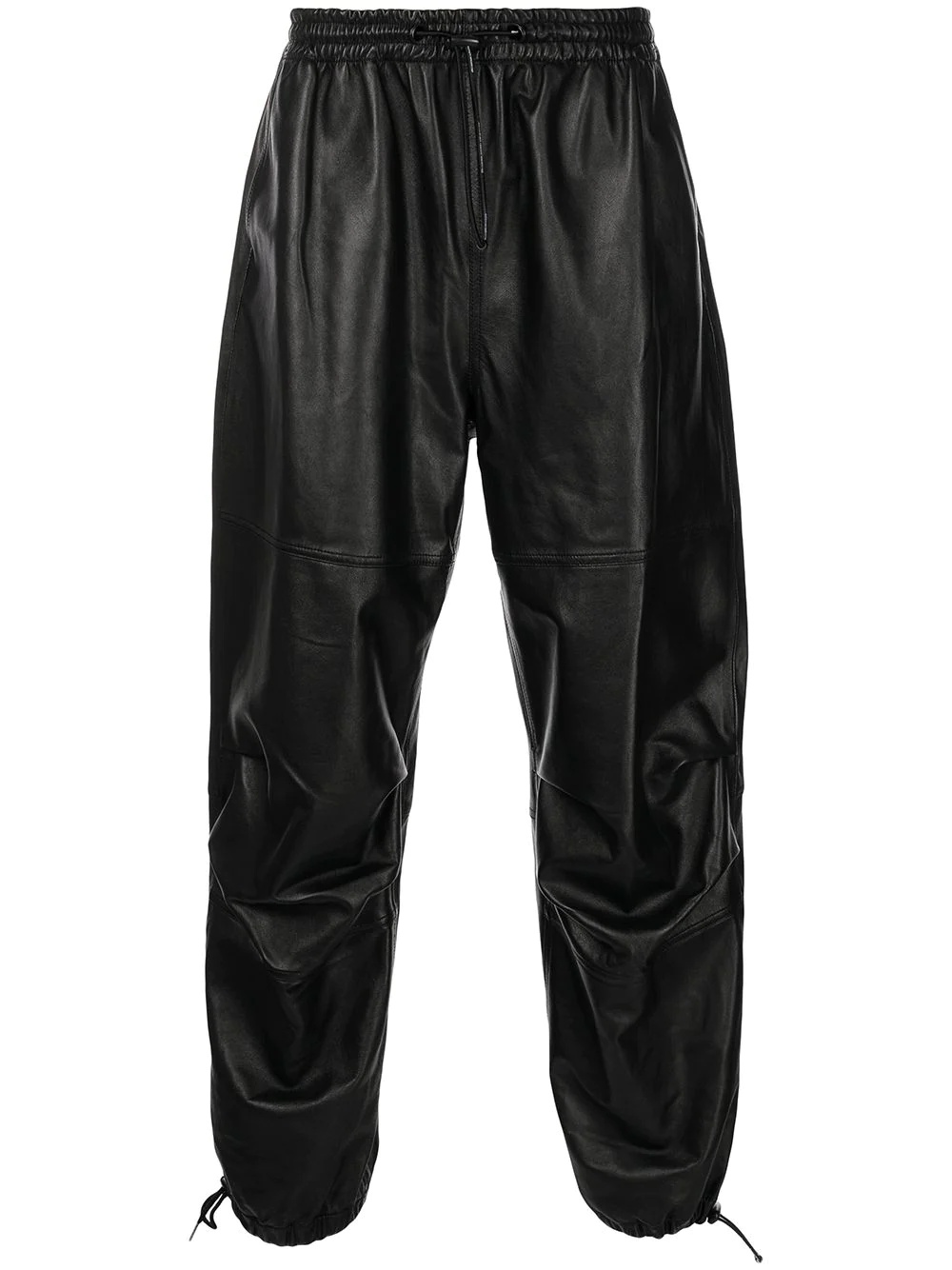 wide-leg lambskin track pants - 1