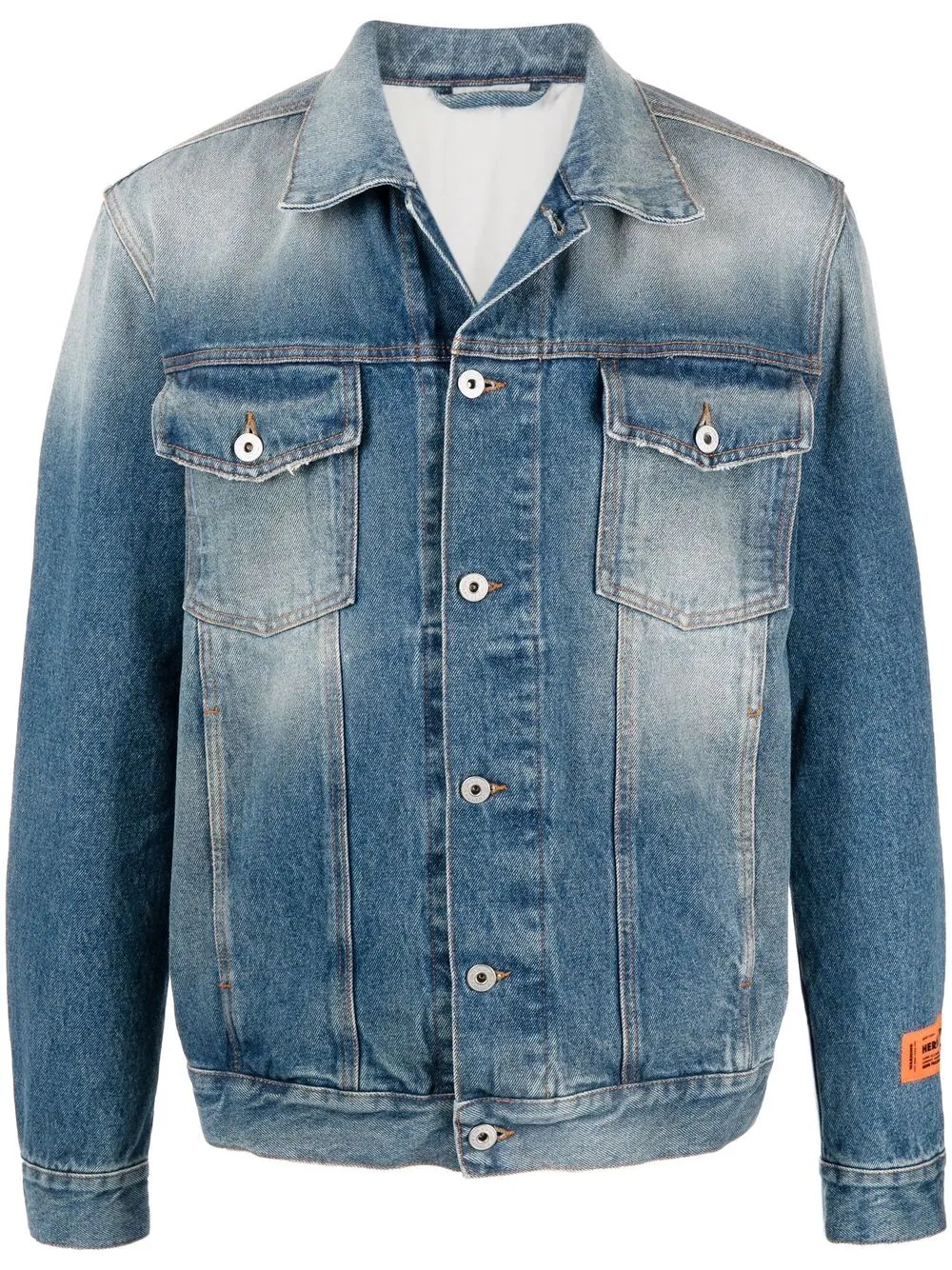 logo-patch stonewashed denim jacket - 1