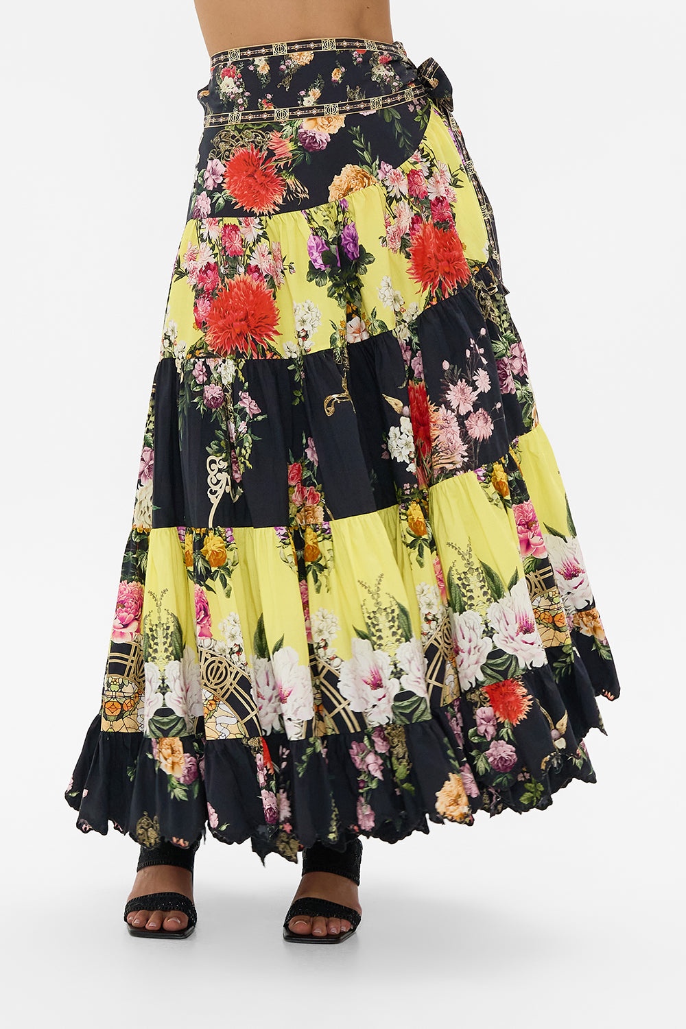 WRAP SKIRT WITH GATHERED PANELS - 5