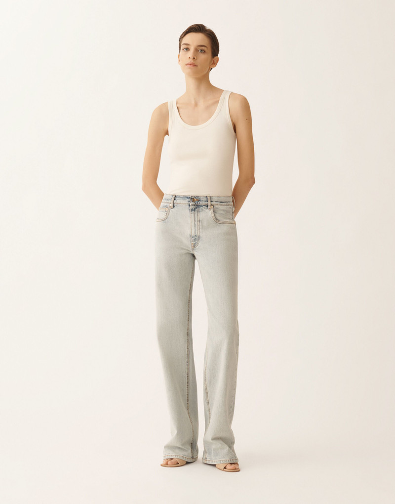 Water-marbled denim pants 3