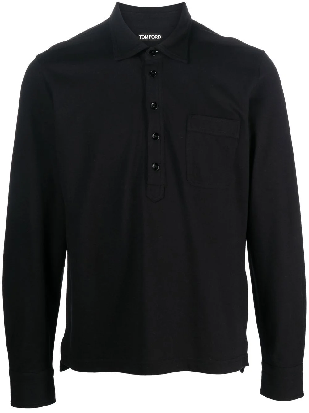 button-front long-sleeved polo shirt - 1