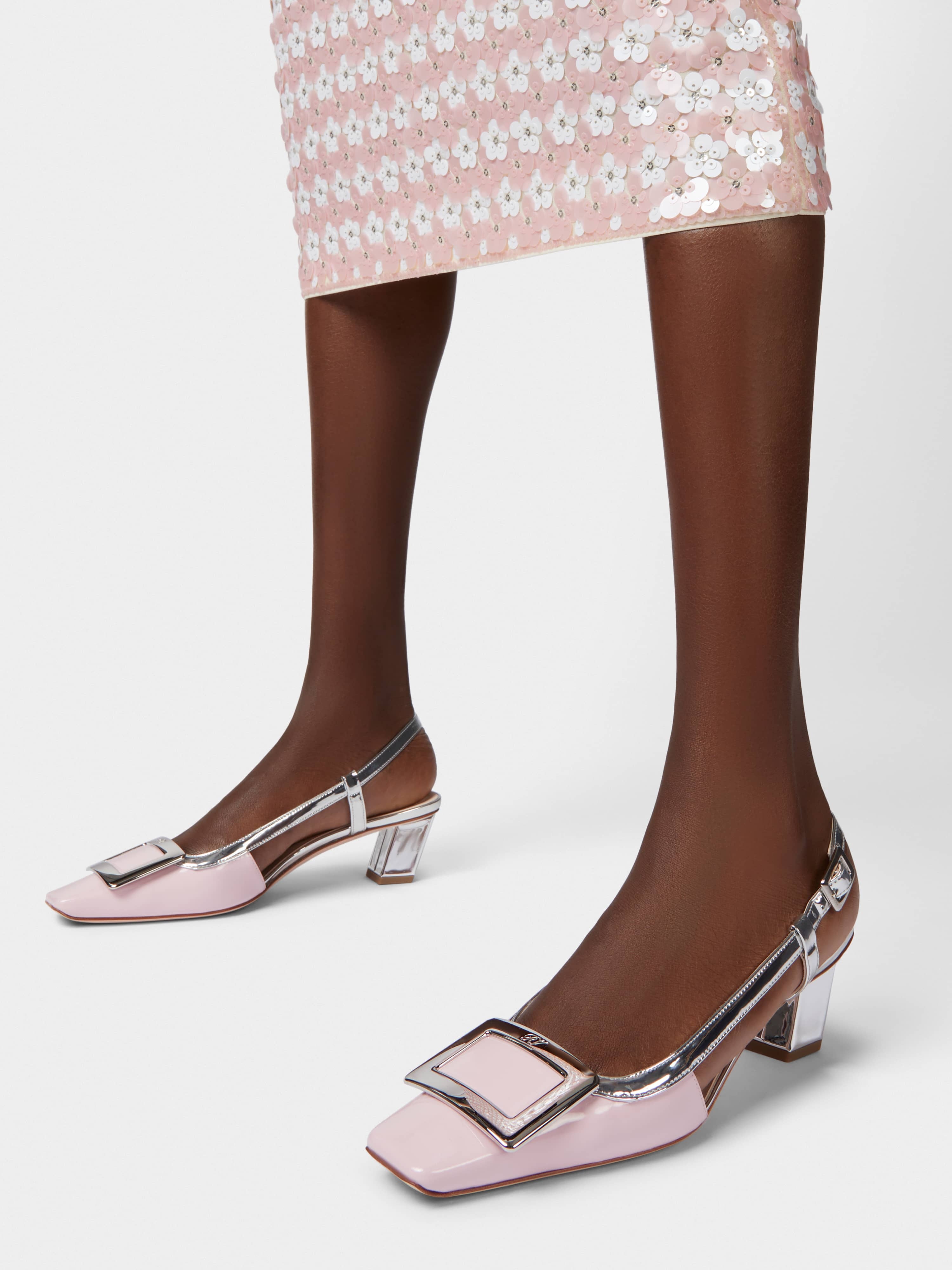 Belle Vivier Metal Buckle Slingback Pumps in Patent Leather - 8