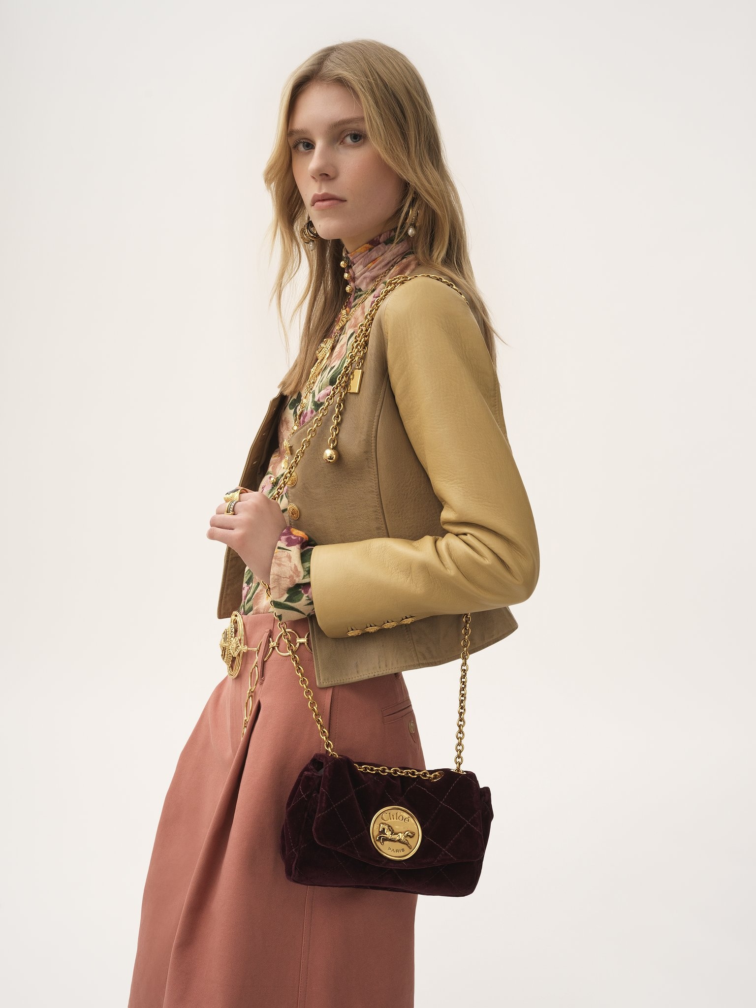 SMALL CHLOÉ HERITAGE SHOULDER BAG IN VELVET - 2