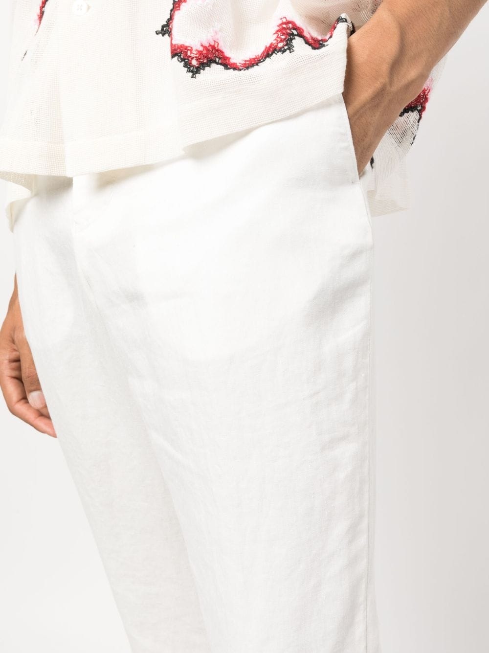 straight-leg linen chino trousers - 5