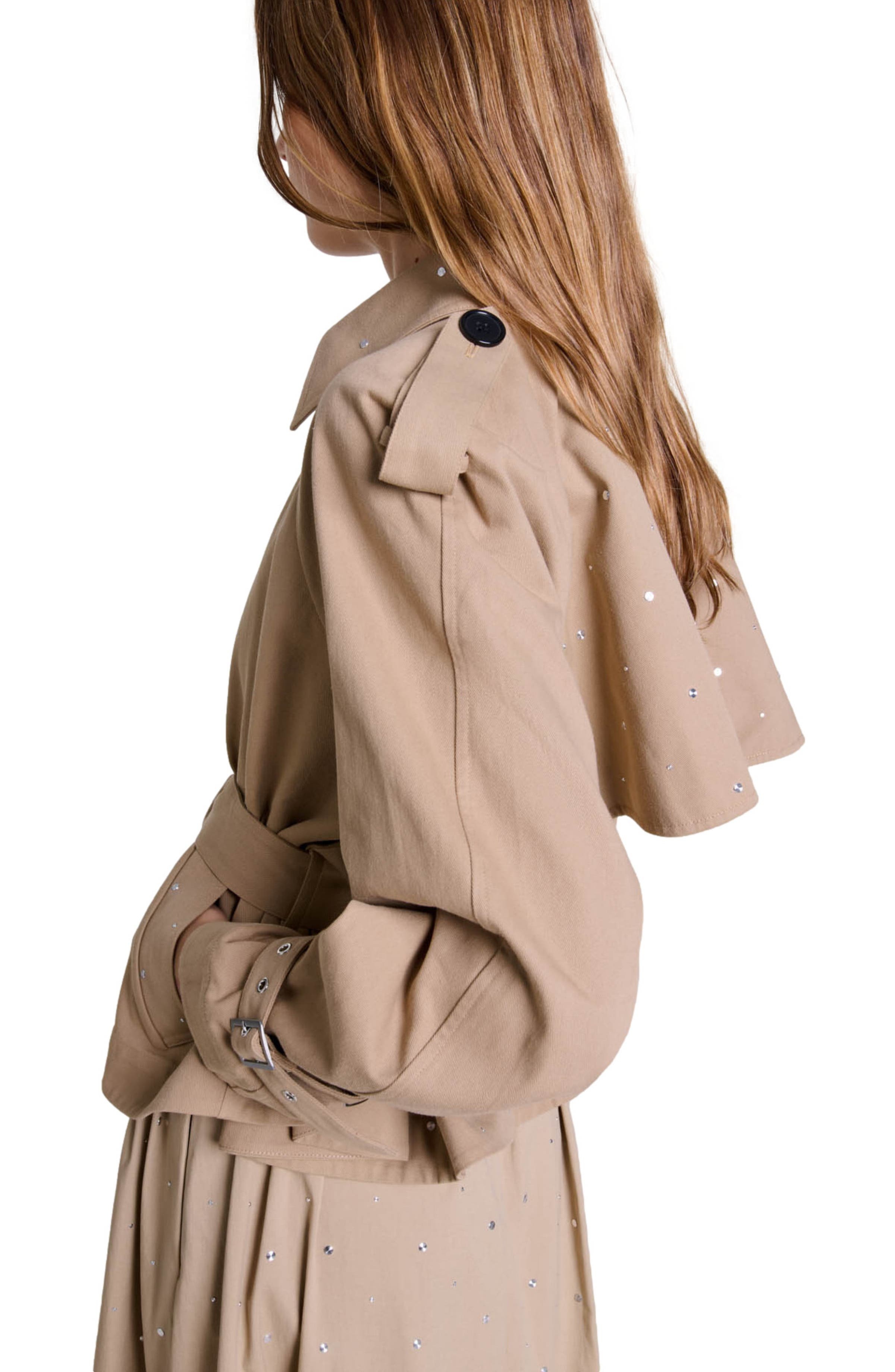 maje Short studded trench coat in Beige at Nordstrom - 4