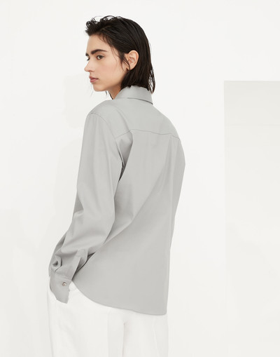 Brunello Cucinelli Stretch cotton poplin shirt with shiny trim outlook