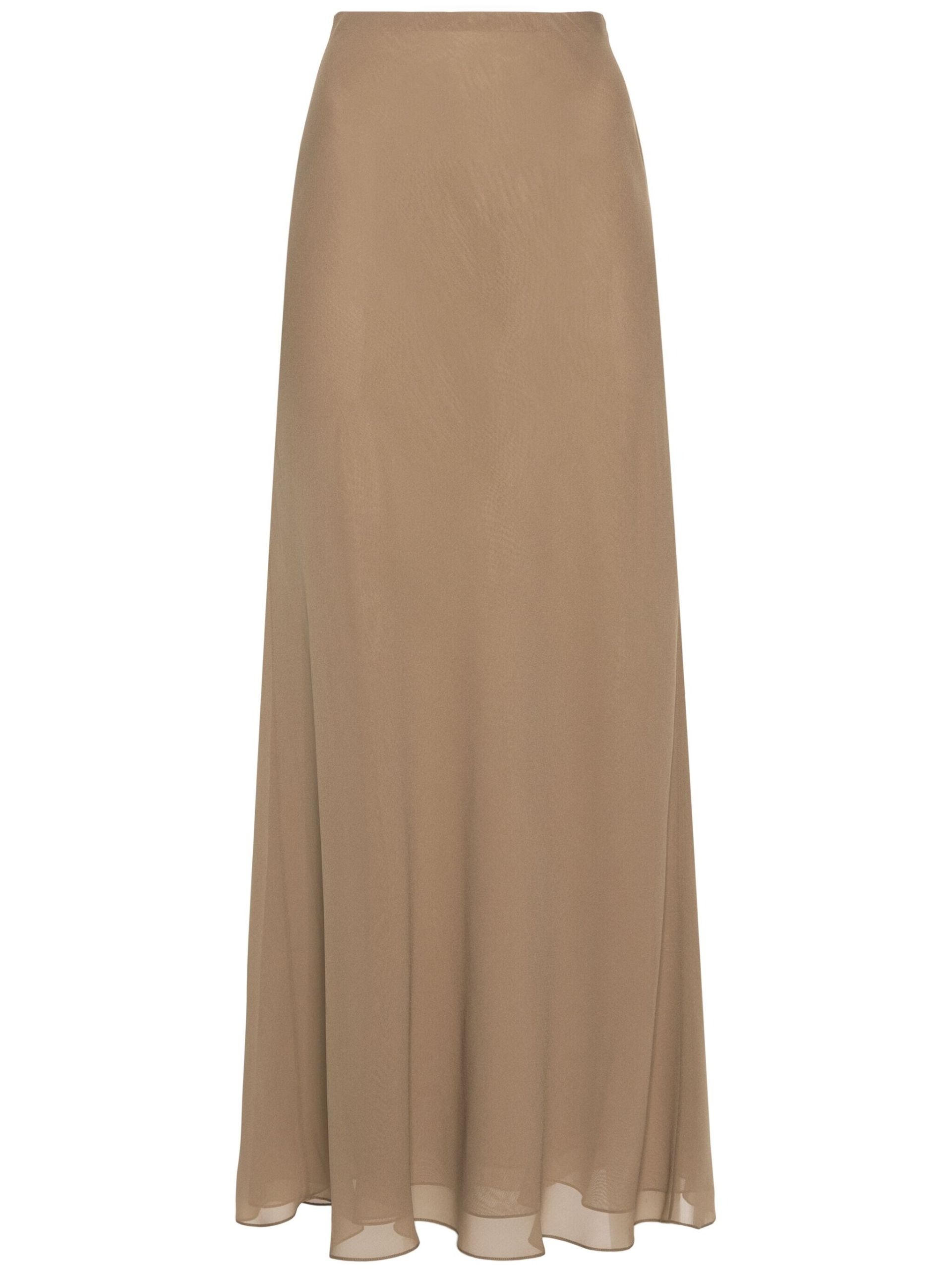 Toffee Brown Silk Maxi Skirt - 1