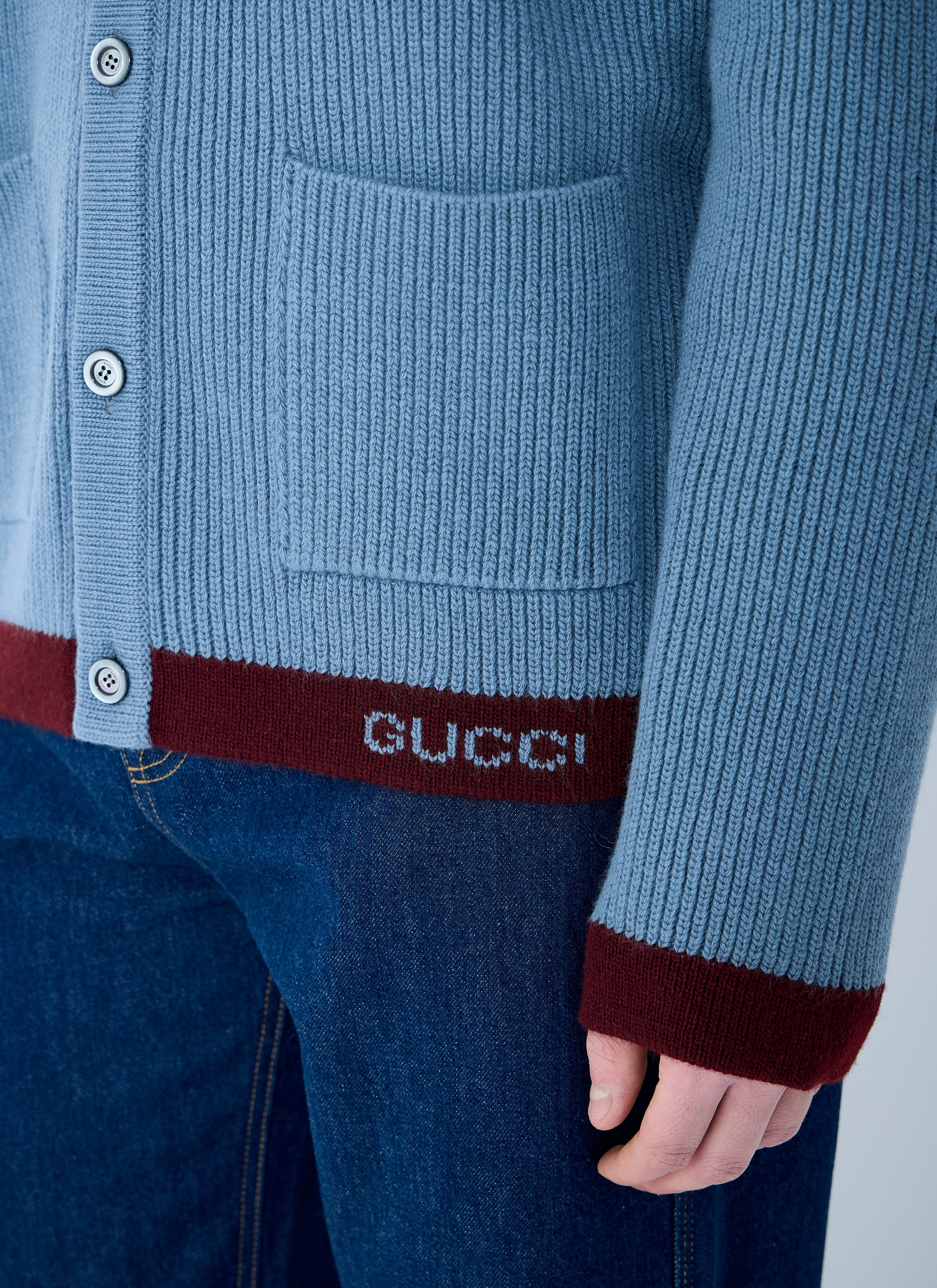 Gucci Men Wool Cardigan With Intarsia - 6