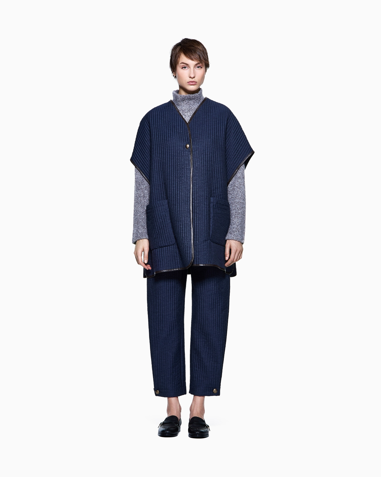 DENIM COLLECTION FIVE-POCKET TROUSERS IN VISCOSE, COTTON AND SILK WITH A QUILTED MOTIF - 2