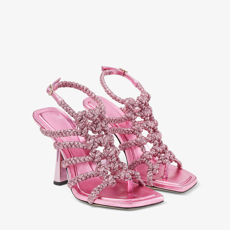 Izobel Sandal 100 Candy Pink Metallic Lurex Sandals 3