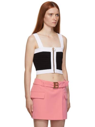 Balmain Black & White Cropped Zipped Top outlook