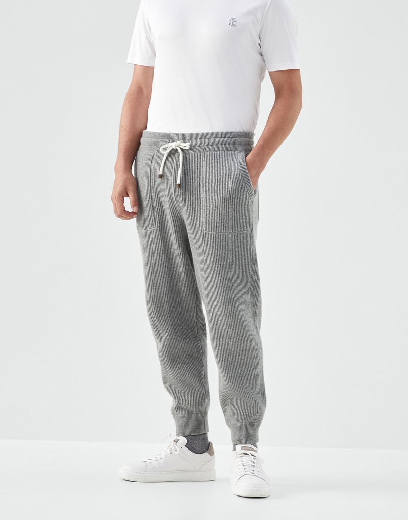 Cashmere English rib knit joggers - 1