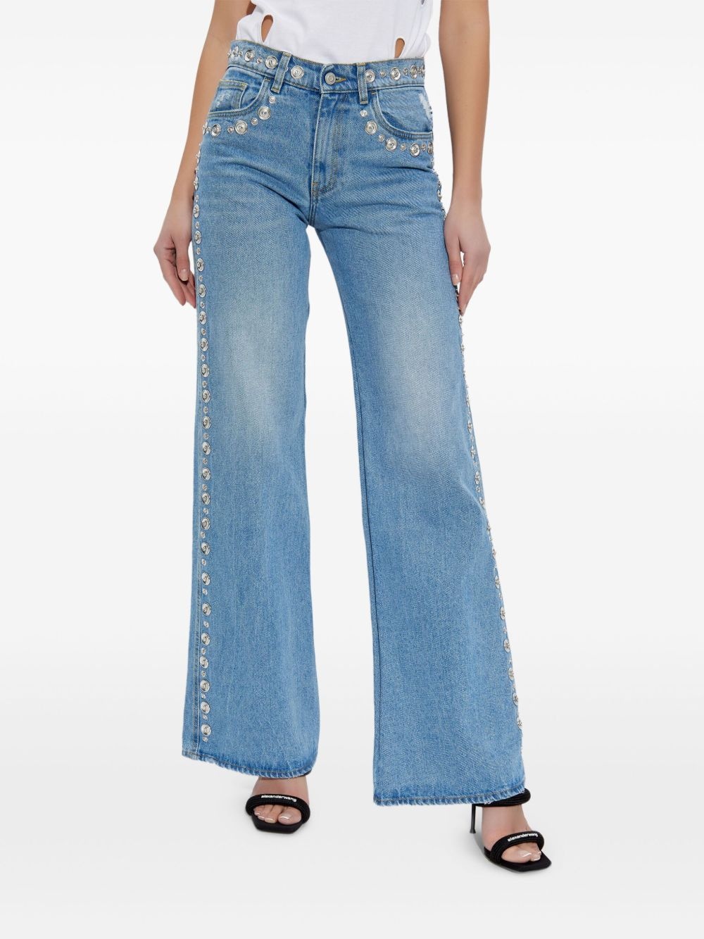 studded high-rise jeans - 3