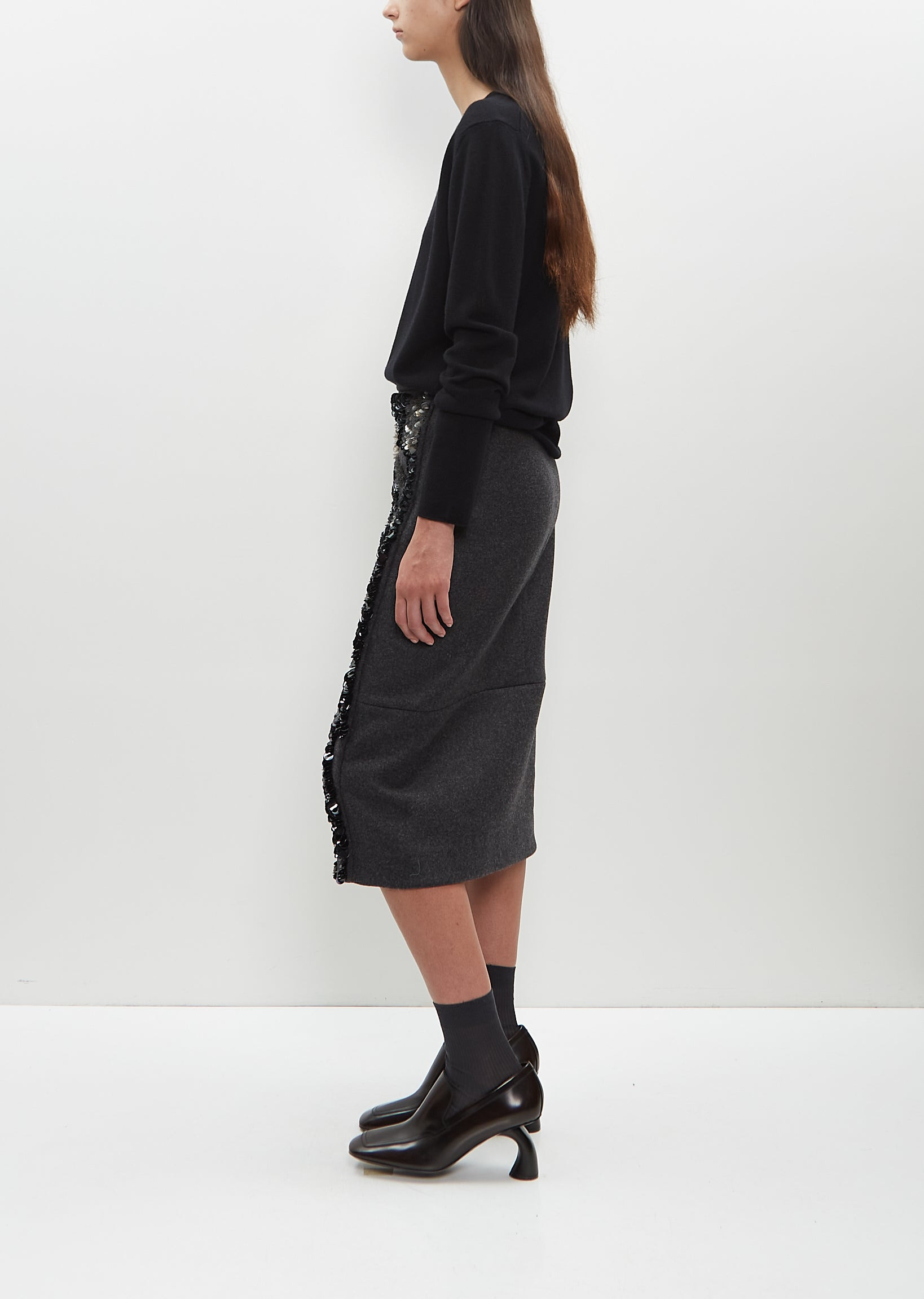 Embellished Wool Midi Skirt - 2