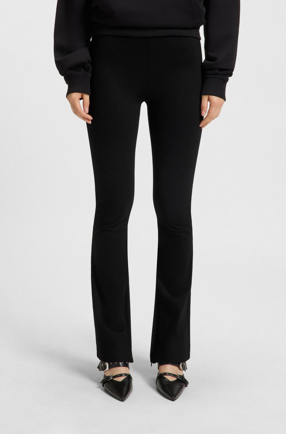 RELAXED-FIT TROUSERS IN STRETCH FABRIC WITH FLARED LEG - 2