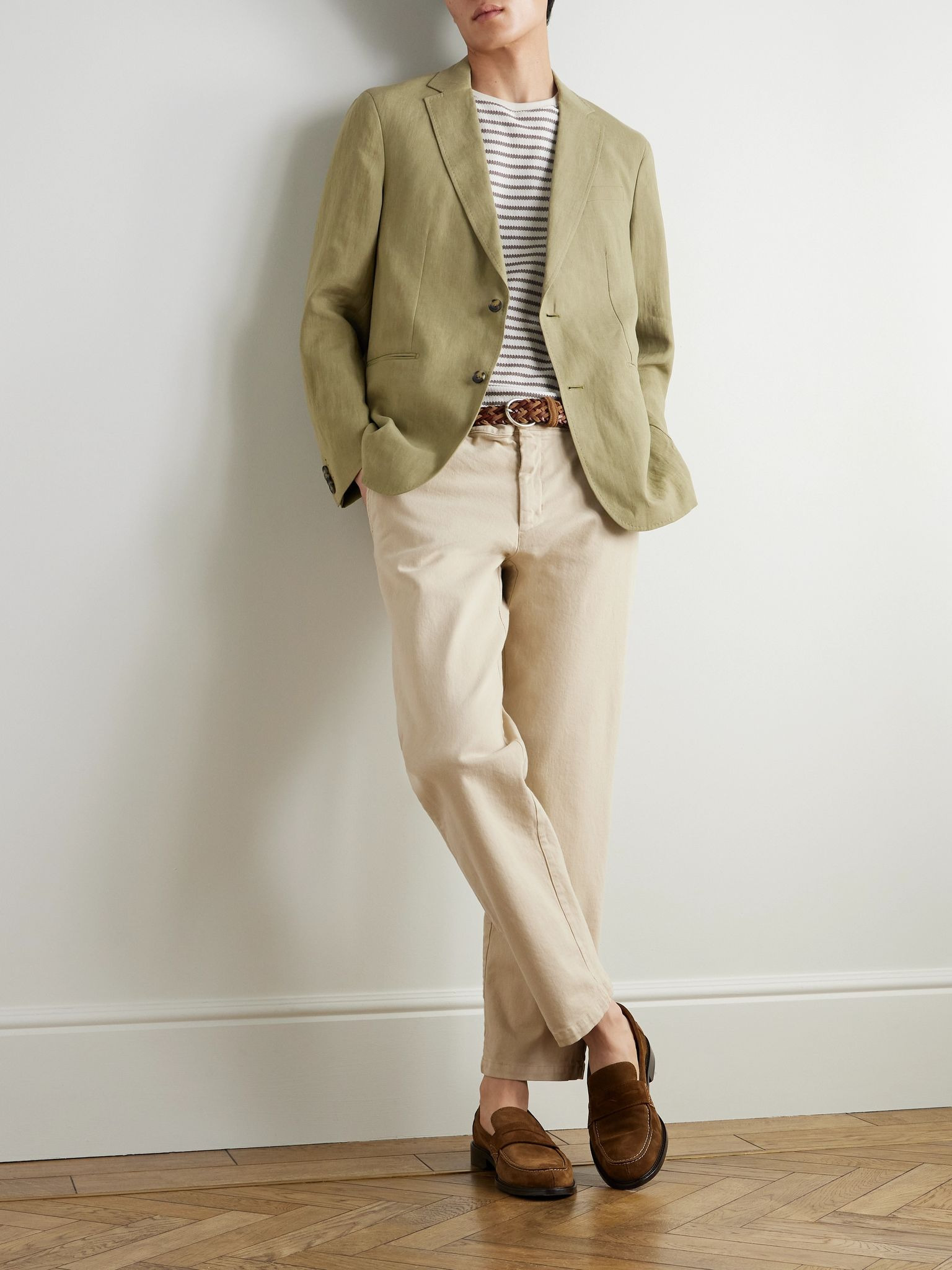 Garret Unstructured Linen Suit Jacket Green - 2
