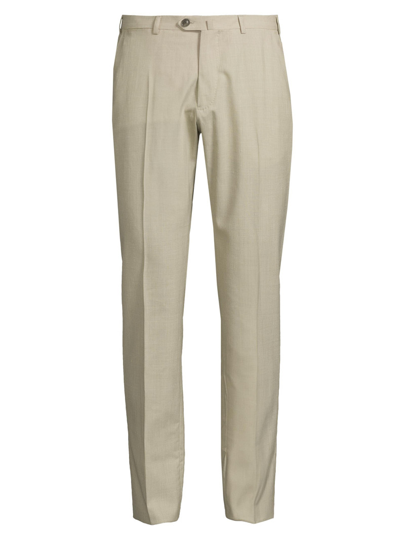 Men's Textured Crease-Front Trousers - Tan 1