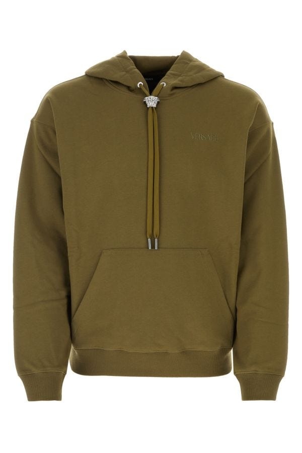 Versace Man Army Green Cotton Sweatshirt - 1