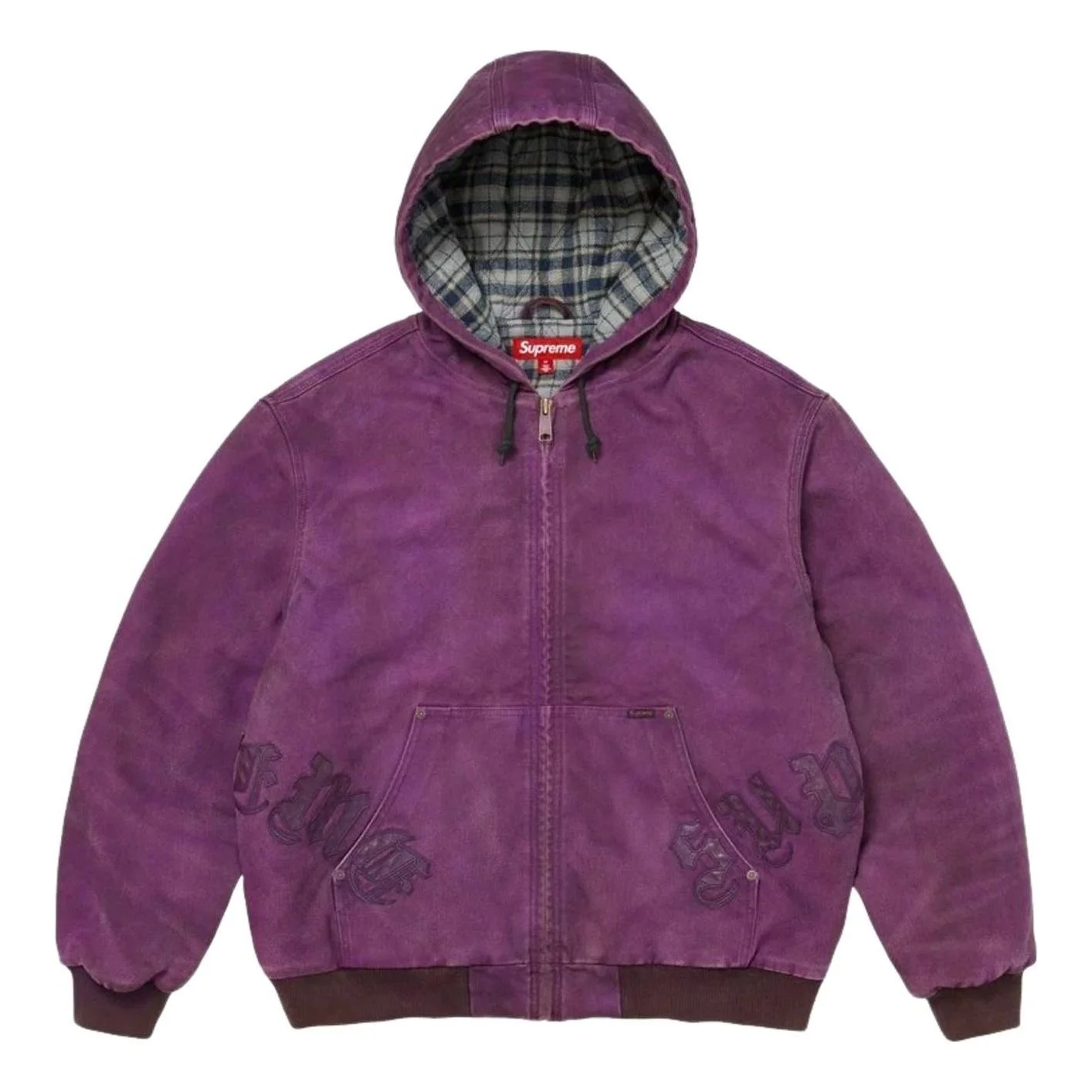Supreme FW26 Leather Appliqué Hooded Work Jacket 'Purple' SUP-FW26-063-PUR - 1