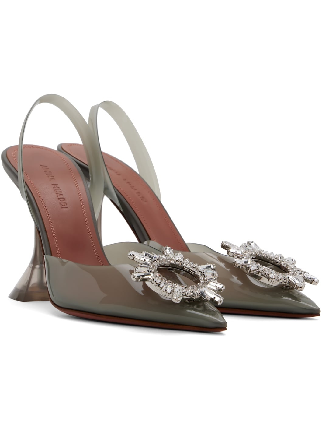 Gray Begum Glass Sling Heels - 4