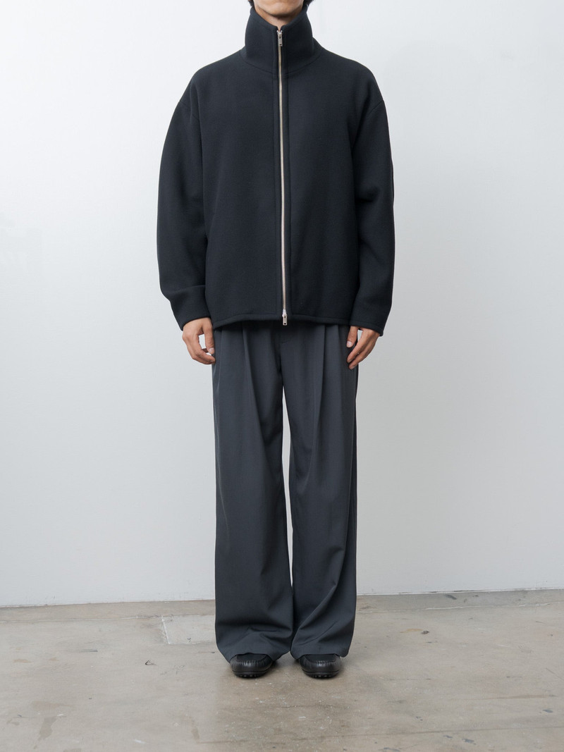 YOKE Melton Stand Collar Zip Blouson - Black outlook