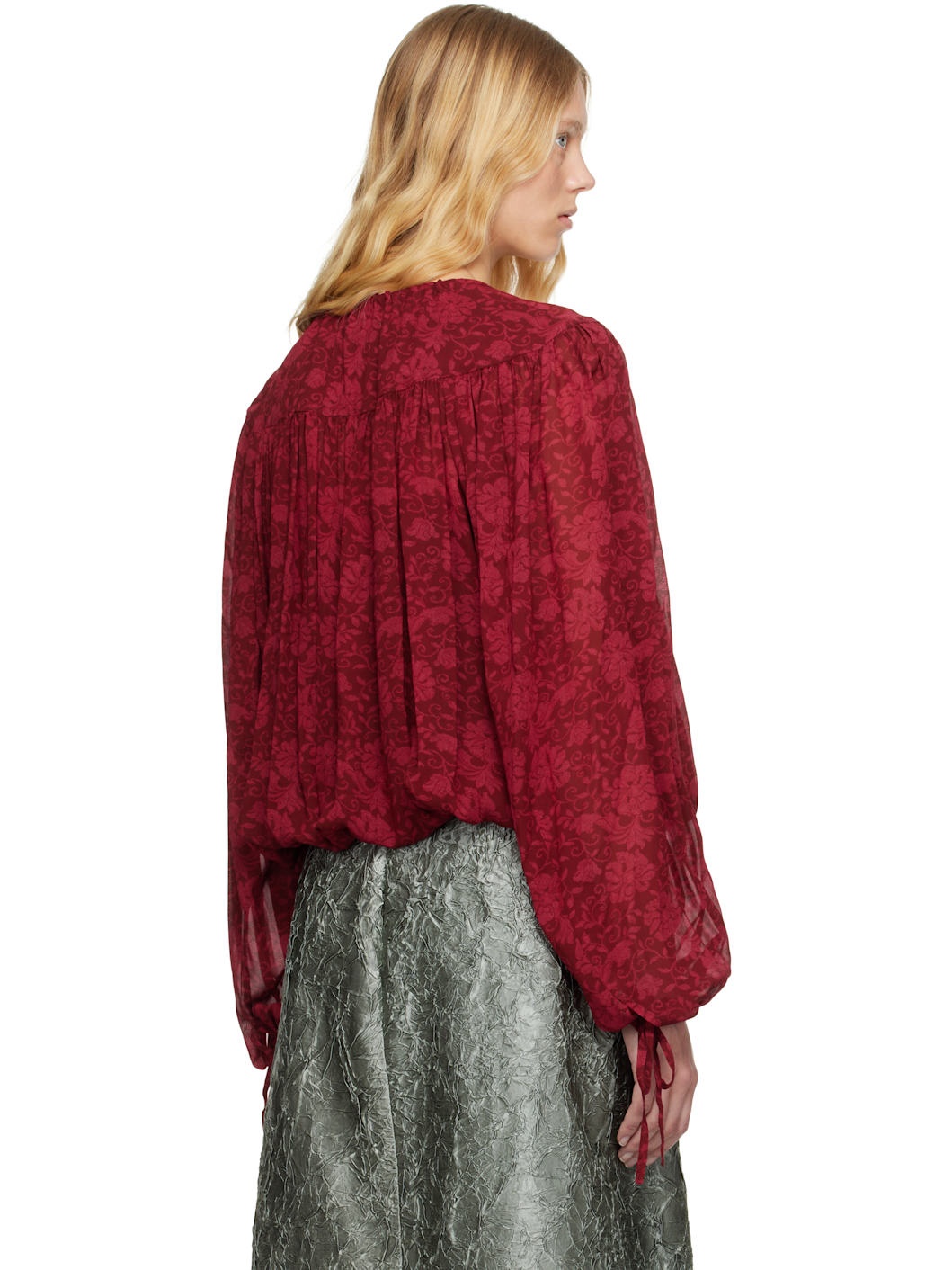 Red Printed Blouse - 3