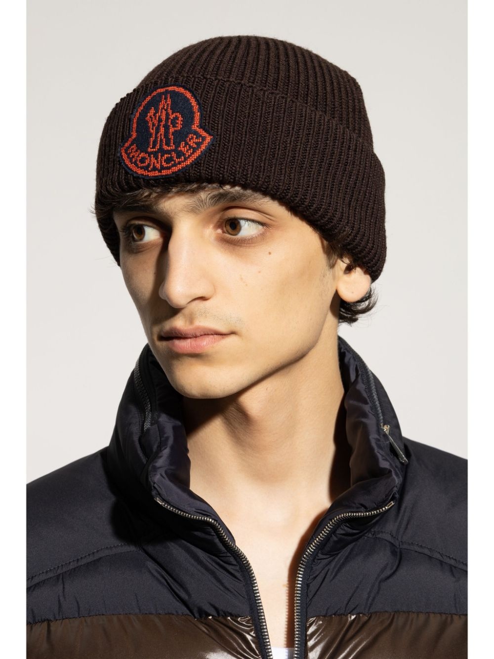 logo-patch wool beanie - 2