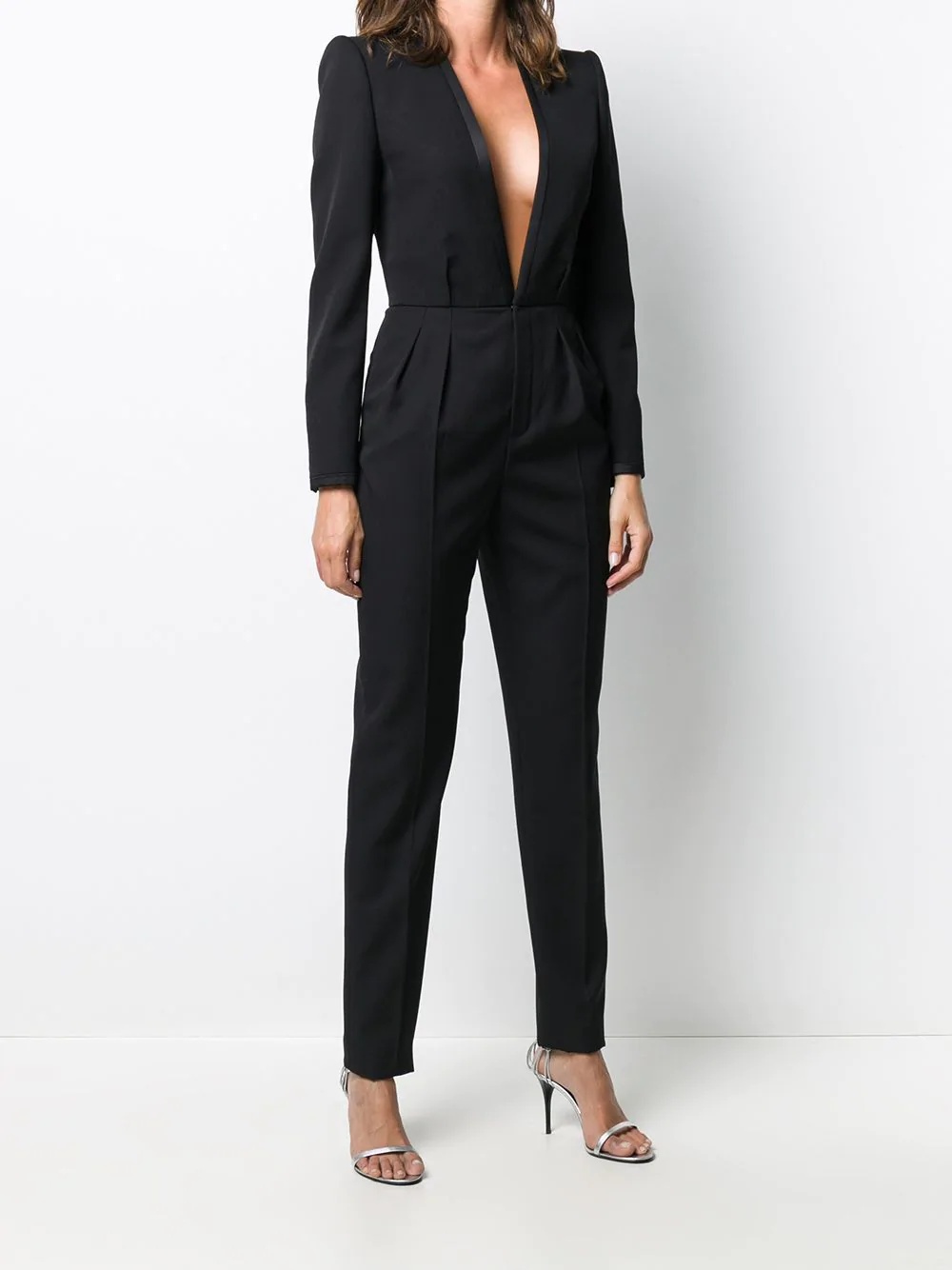 deep V-neck tailored jumpsuit - 3