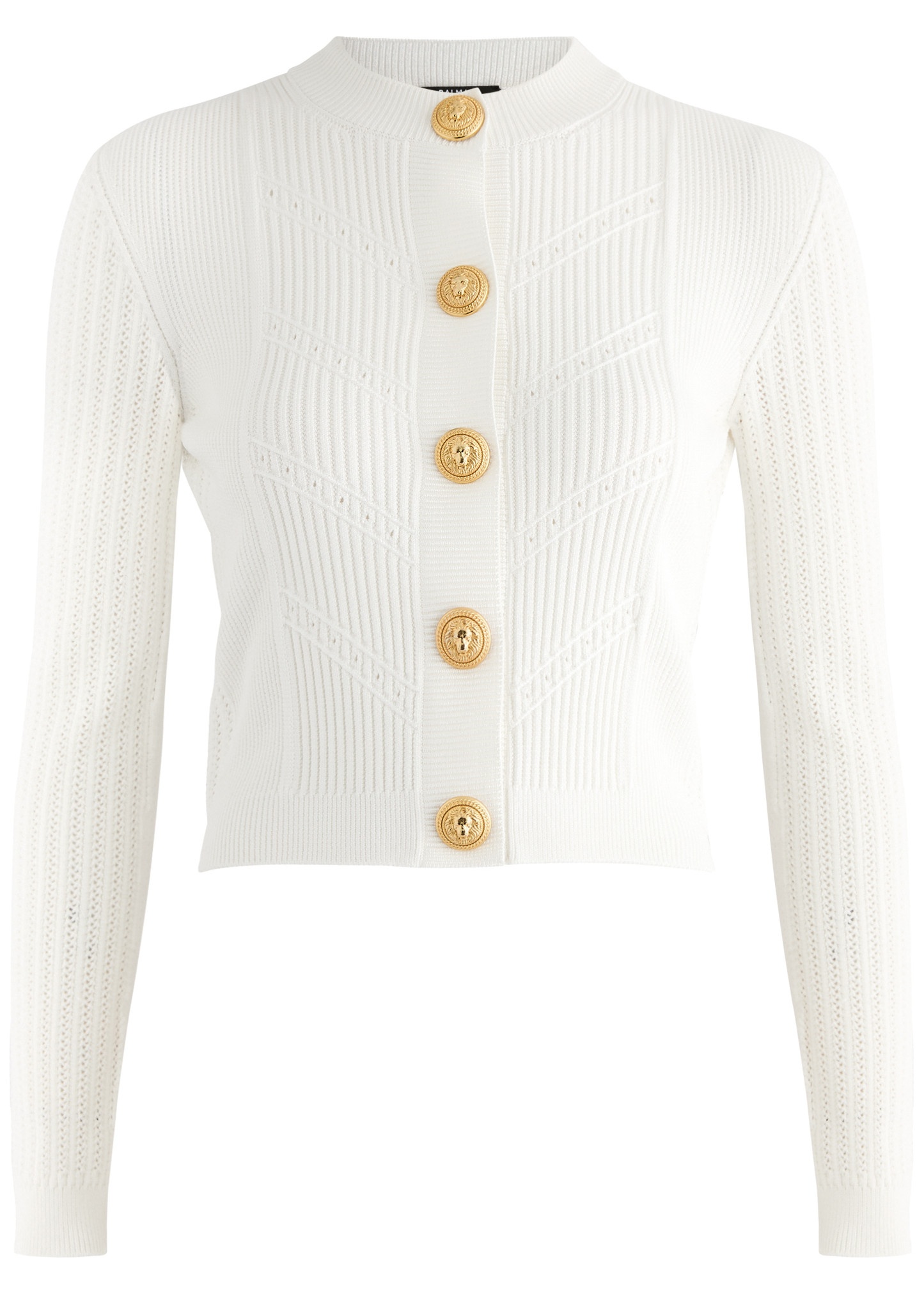 Pointelle ribbed-knit cardigan - 1