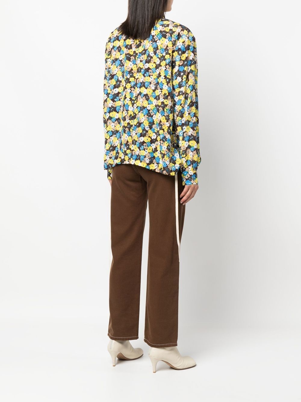 floral print silk shirt - 4