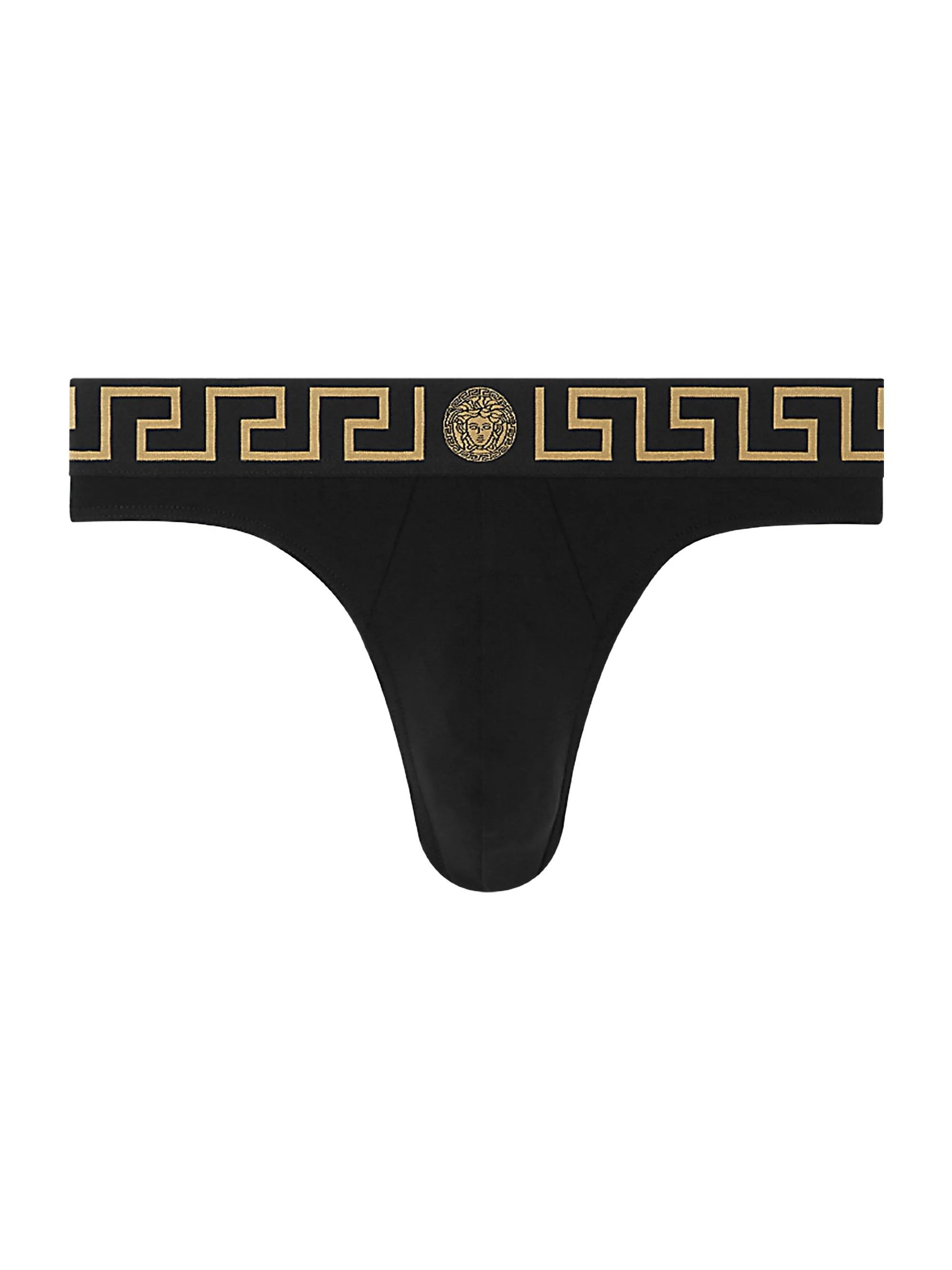 Men's Medusa Stretch-Cotton Briefs - Black Gold Greek Key - 1