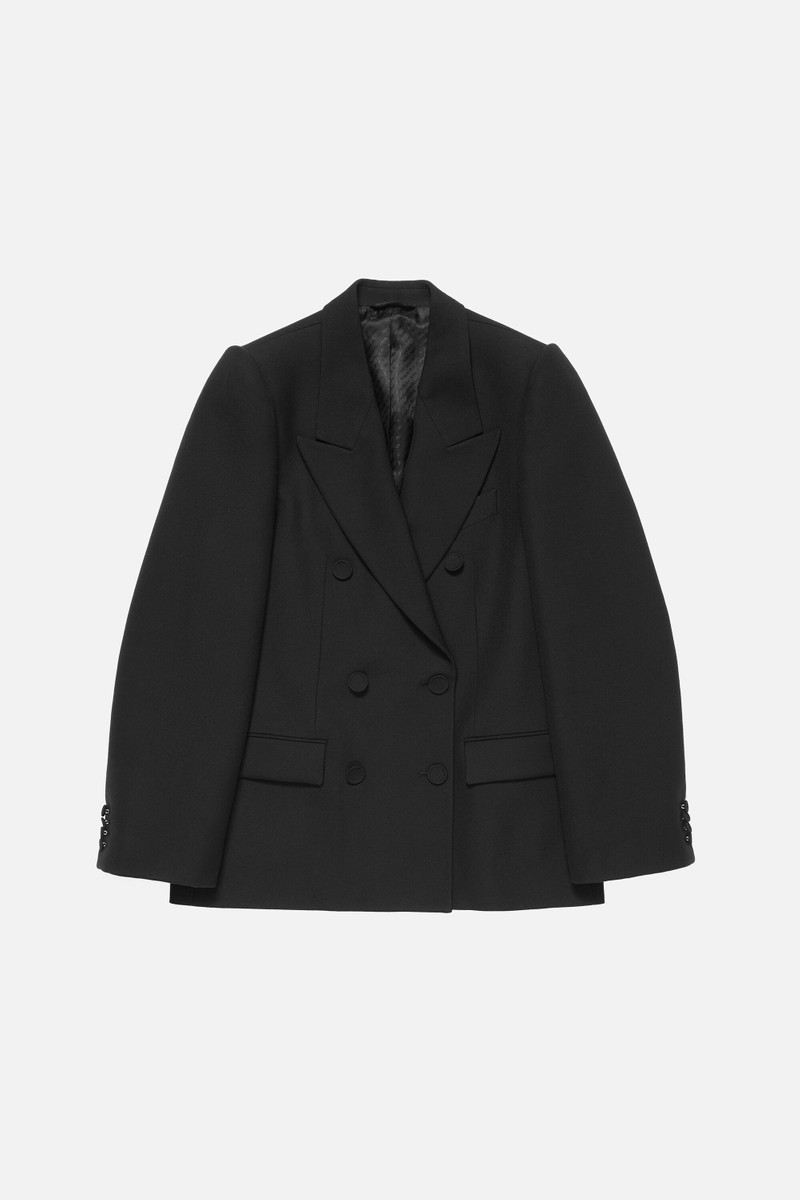 Double-breasted wool suit - Black 1