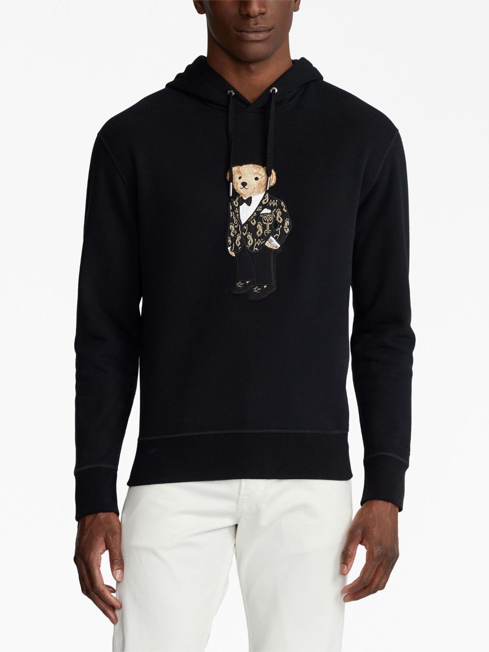 teddy-bear motif drawstring hoodie - 3