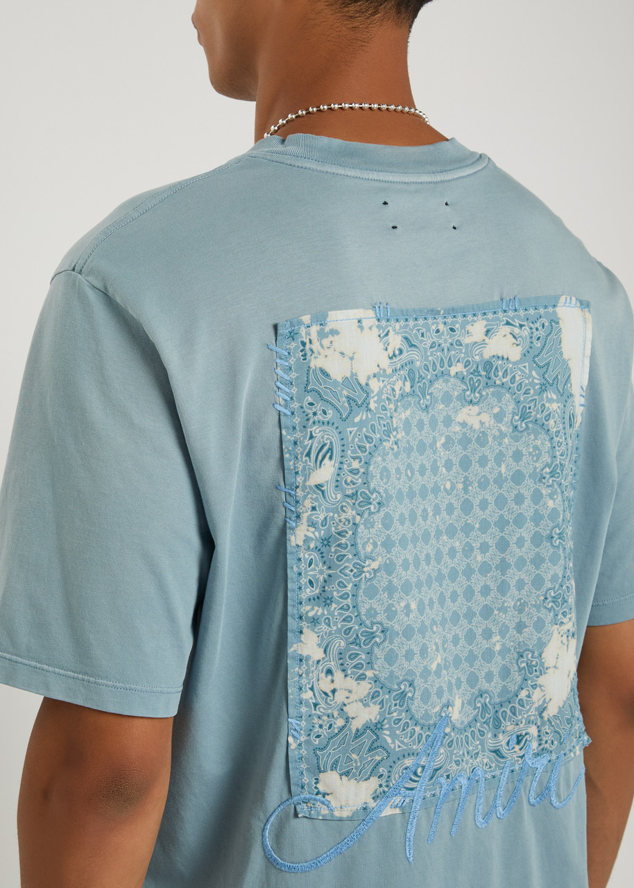 Amiri Bleach Bandana Patch Logo Cotton T-shirt - 4