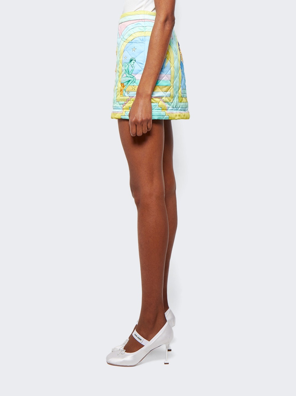 Art Deco Quilted Curved Hem Mini Skirt - 4
