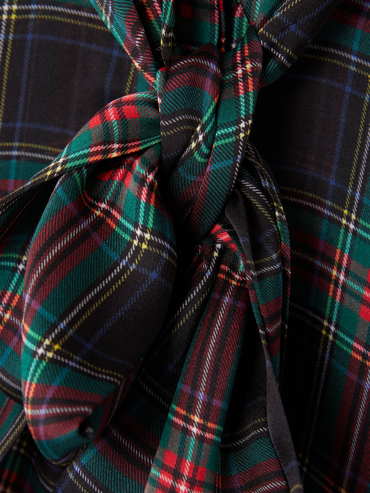 Pussy-bow checked silk-chiffon blouse Multi - 5