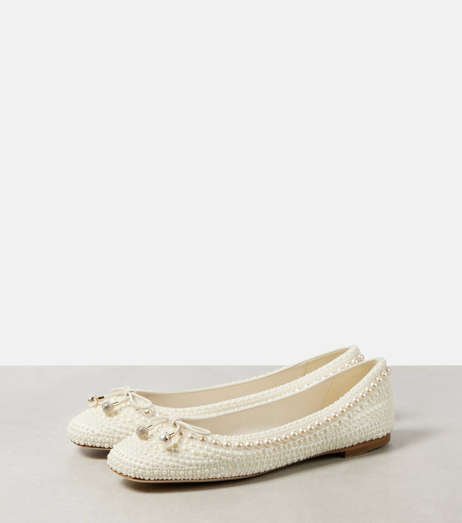 Elme embellished satin ballet flats - 5